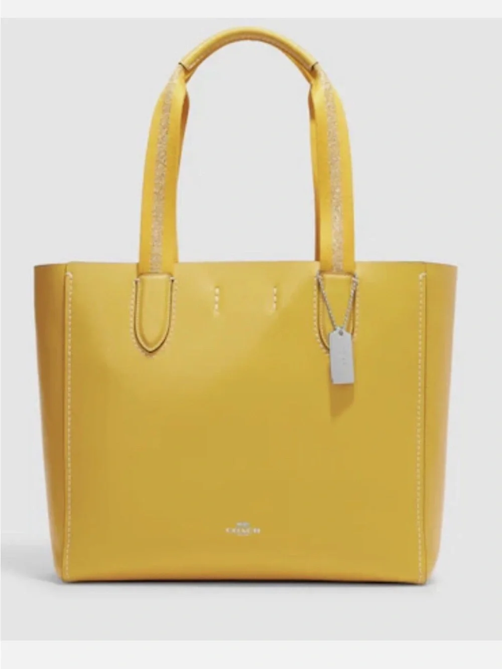 Coach Derby Canary Yellow Leather Silver Logo
